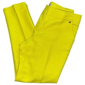 Trina Turk Vintage Women’s 6 Yellow Cotton Blend Textured Nubby Trousers Pants